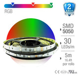 Tira led RGB 12V 7.2W 5050 30smd 500lm IP21 5metros